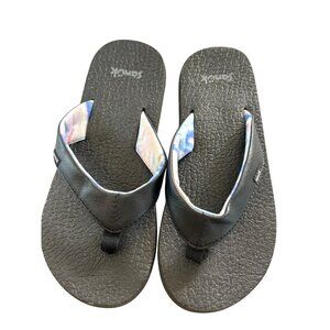 Sanuk Girls Flip Flops Black/Multi Size 2/3